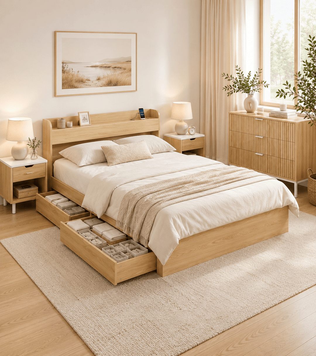 Aura Natural Complete Queen Bedroom Package – 5 Piece