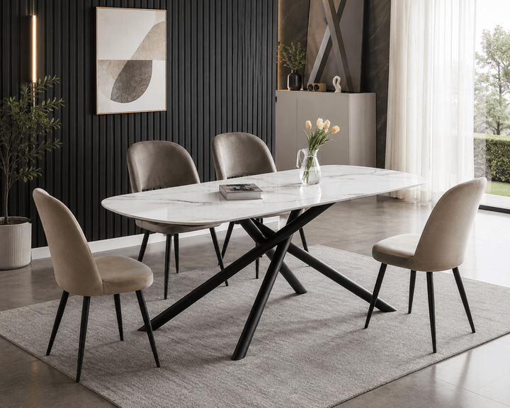 Stone Arc Sintered Stone Dining Table – 160cm Rounded Rectangular
