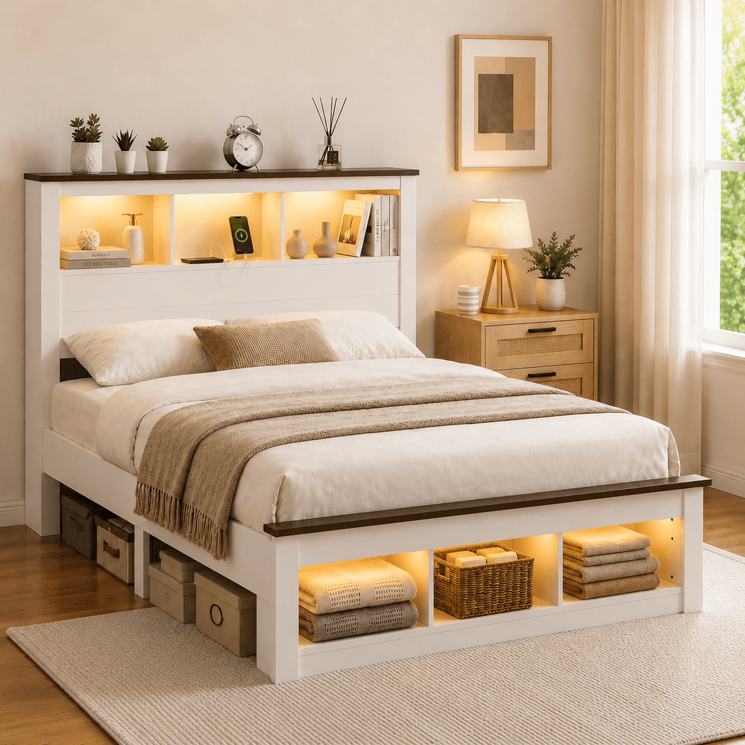 Lymes Smart Queen Bedroom Package – Bed, Mattress & FREE Bedside Table