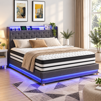 Nova King Bed + Euro Top Mattress Package – Gas Lift Storage, LED Headboard & USB Charging