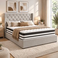 Veronica Grey King Bed + Euro Top Mattress Package – Upholstered Bed Frame
