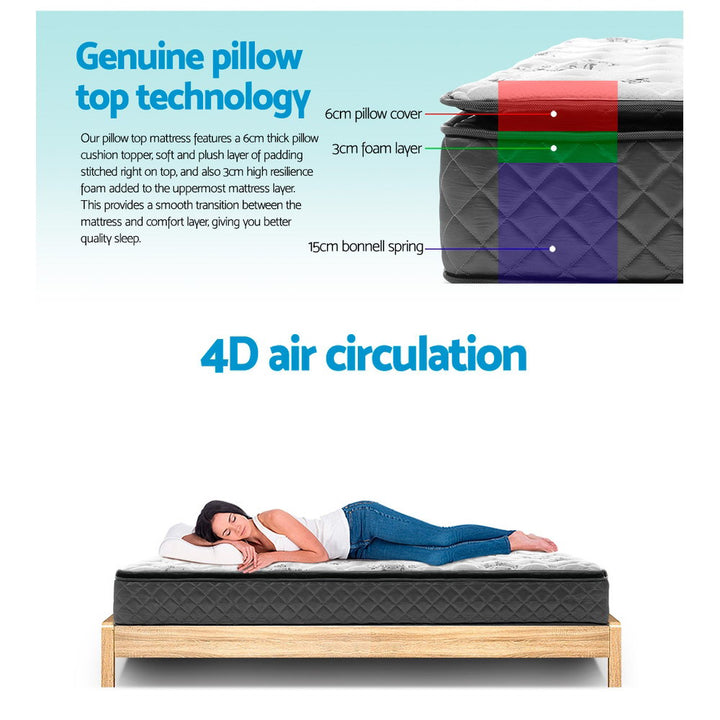 DreamZone King Single Mattress – 24cm Pillow Top Pocket Spring - Greenora Living