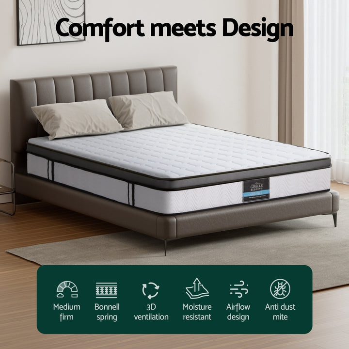 DreamZone King Mattress – 25cm Cool Gel Memory Foam Bonnell Spring Medium Firm - Greenora Living