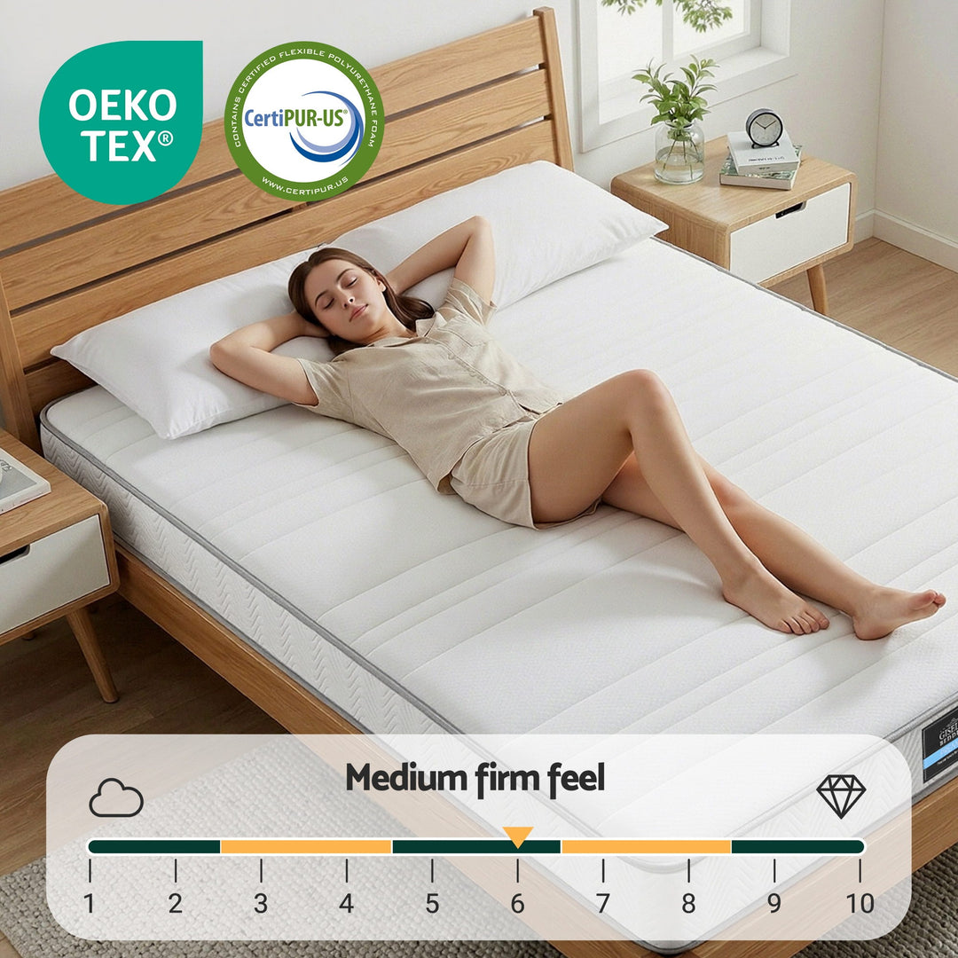 Queen Mattress 20cm Pocket Spring Egg-Crate Foam Medium Firm – product view 8