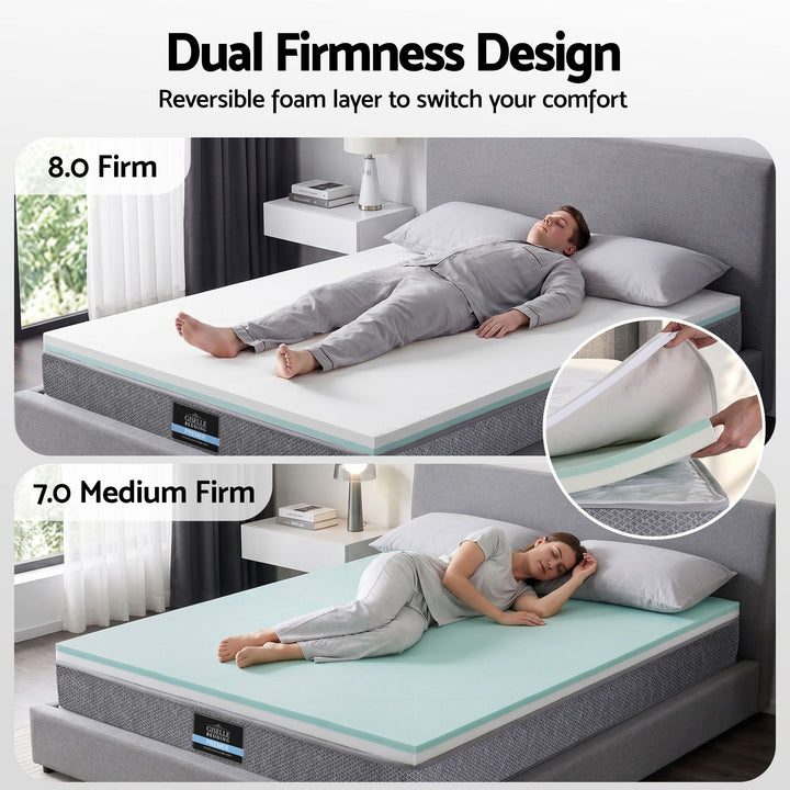 King Mattress 23cm Pocket Spring – Reversible Foam &amp; Firm Support, White Grey – product view 3