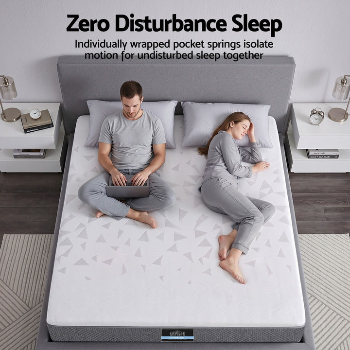 King Mattress 23cm Pocket Spring – Reversible Foam &amp; Firm Support, White Grey – product view 7