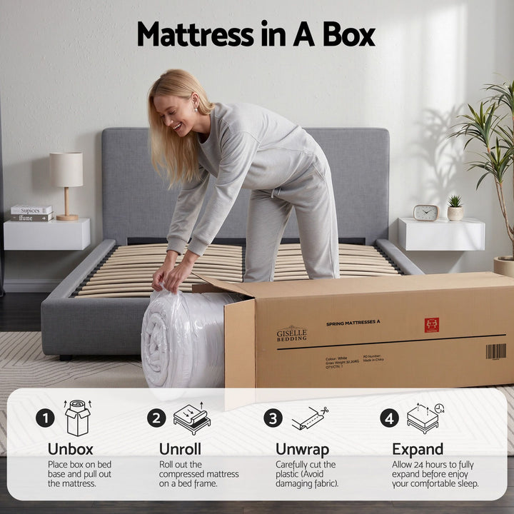King Mattress 23cm Pocket Spring – Reversible Foam &amp; Firm Support, White Grey – product view 8