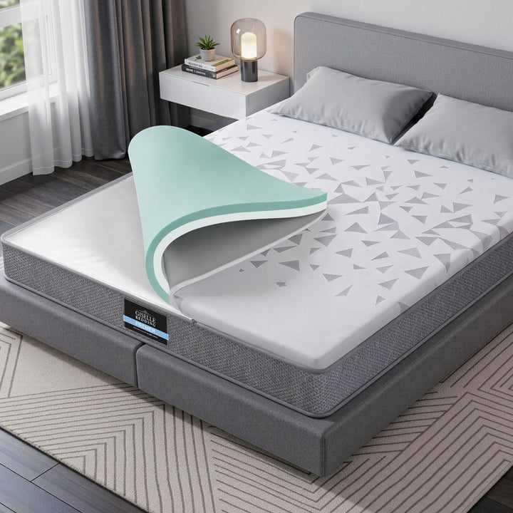 Queen Mattress 23cm Pocket Spring – Reversible Foam &amp; Firm Support, White Grey