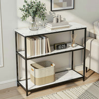 Opal White Marble-Effect 3-Tier Console Table 90cm