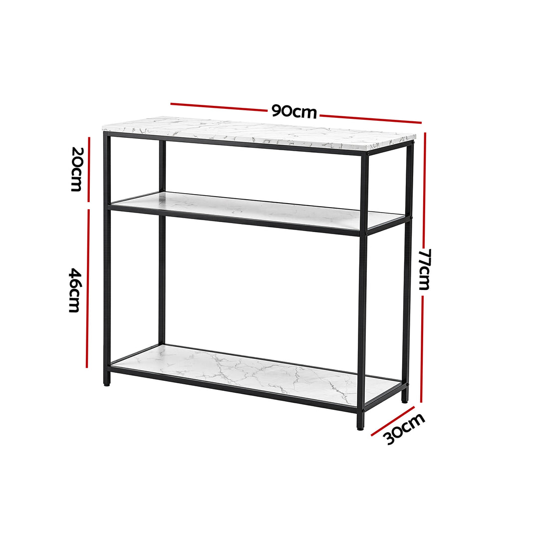 Opal White Marble-Effect 3-Tier Console Table 90cm – product view 4