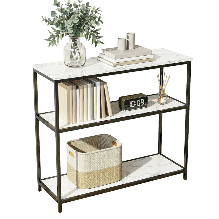 Opal White Marble-Effect 3-Tier Console Table 90cm – product view 5