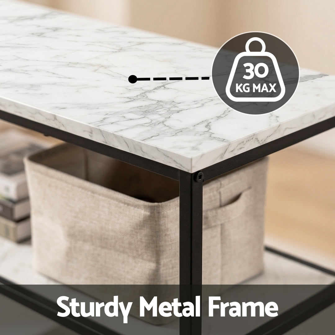 Opal White Marble-Effect 3-Tier Console Table 90cm – product view 7
