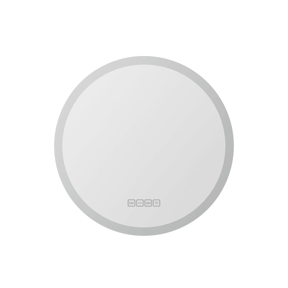 Round LED Bathroom Mirror with Bluetooth Speaker – 50cm Anti-Fog - Greenora Living