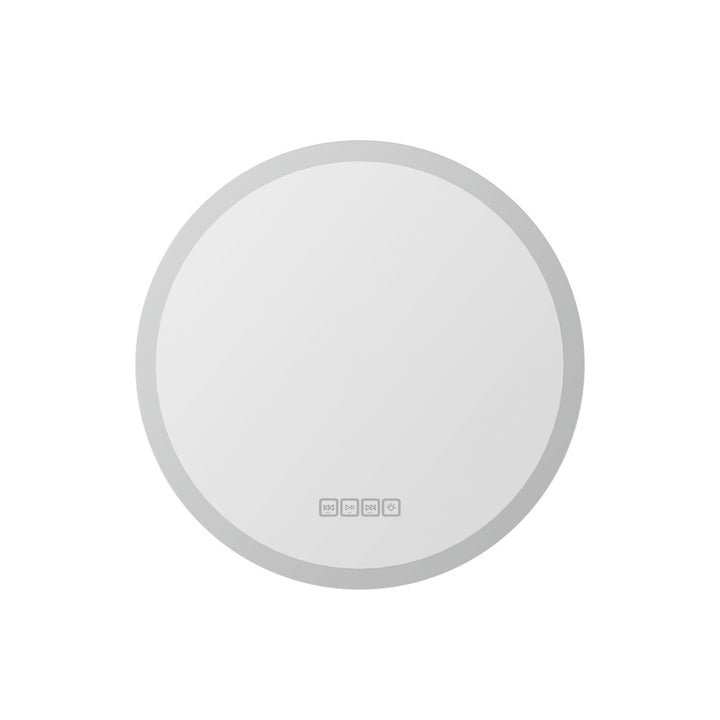 Round LED Bathroom Mirror with Bluetooth Speaker – 50cm Anti-Fog - Greenora Living