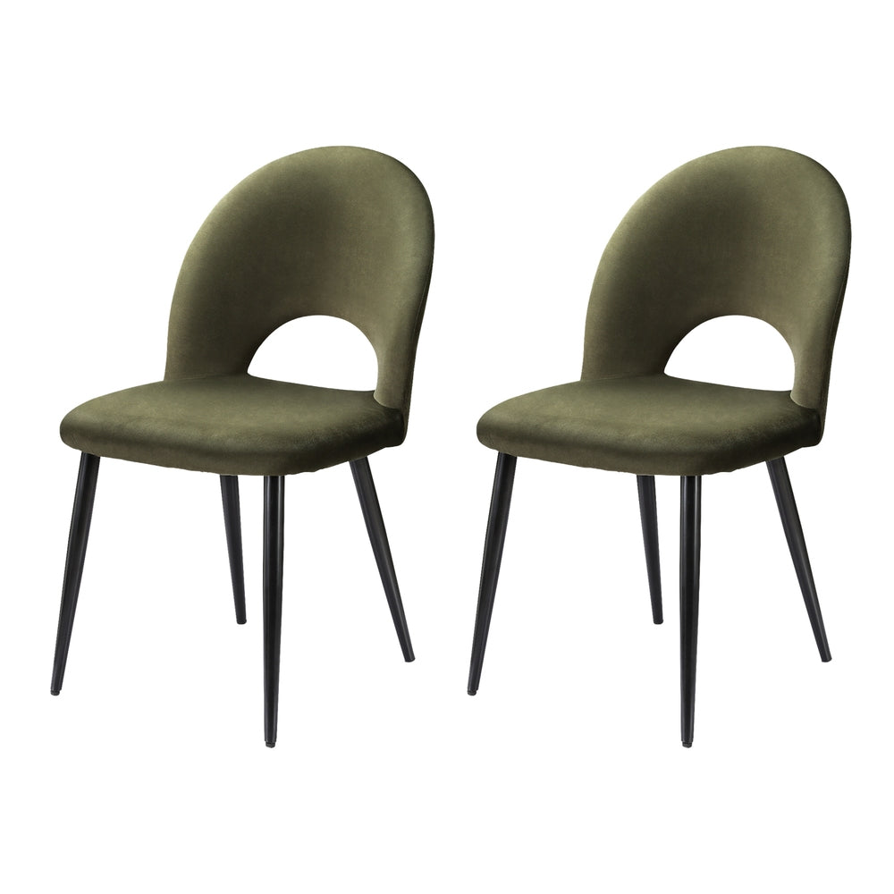 Green Velvet Dining Chairs Set of 2 – Hollow Back Wingback - Greenora Living