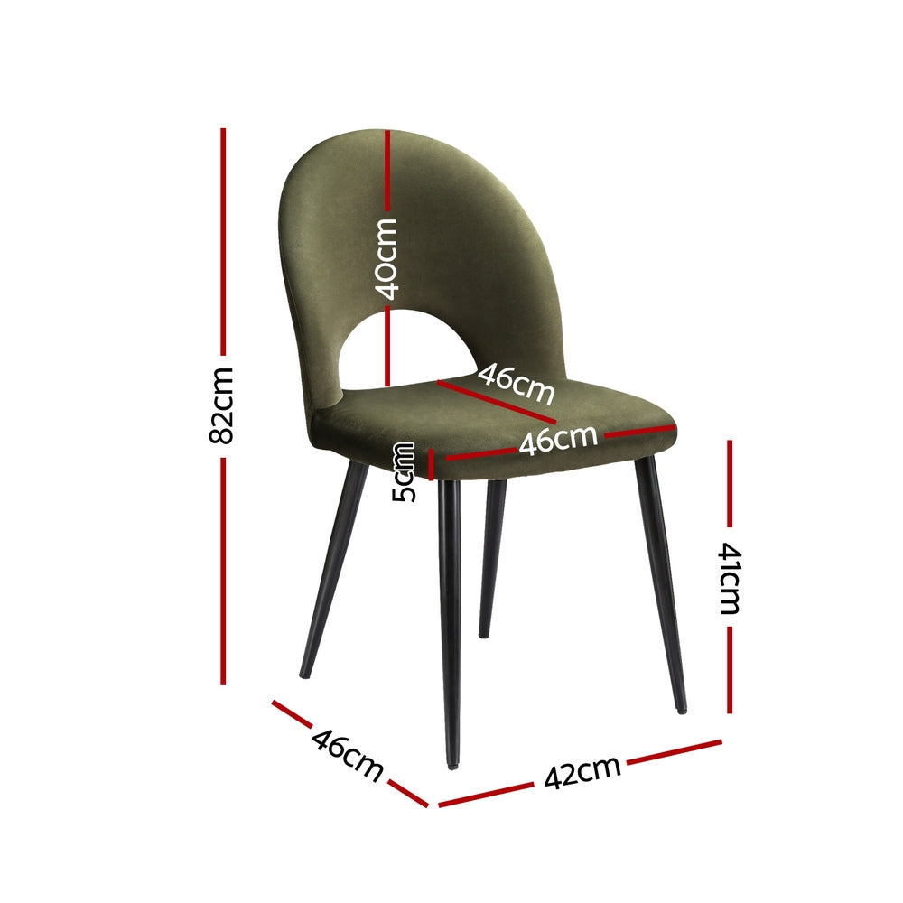 Green Velvet Dining Chairs Set of 2 – Hollow Back Wingback - Greenora Living