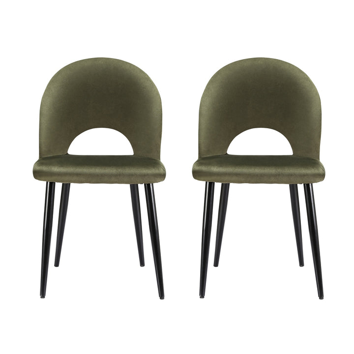 Green Velvet Dining Chairs Set of 2 – Hollow Back Wingback - Greenora Living
