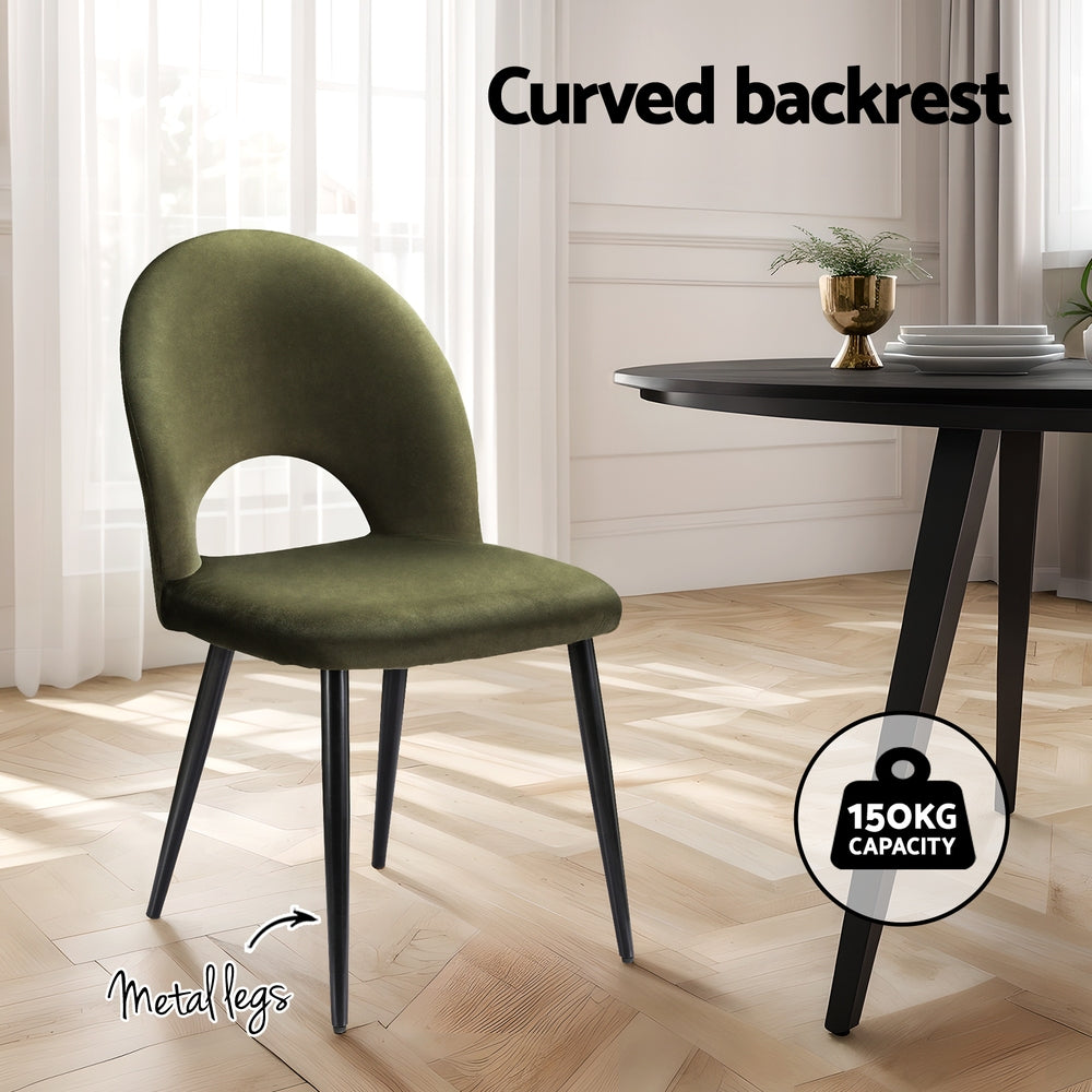 Green Velvet Dining Chairs Set of 2 – Hollow Back Wingback - Greenora Living