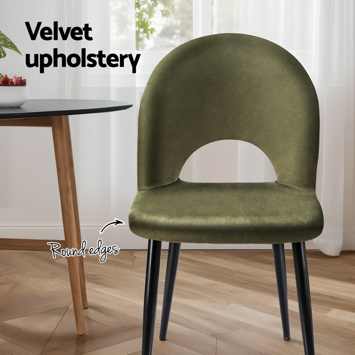 Green Velvet Dining Chairs Set of 2 – Hollow Back Wingback - Greenora Living