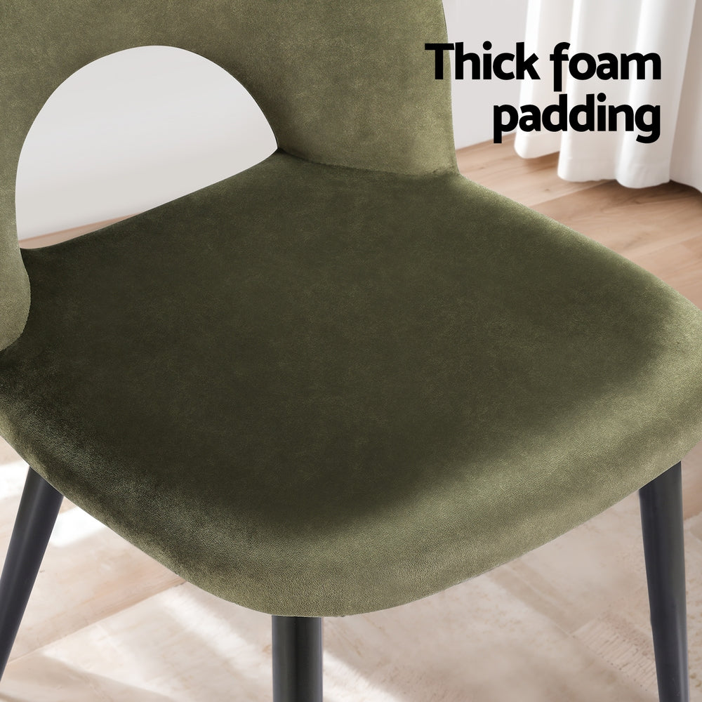 Green Velvet Dining Chairs Set of 2 – Hollow Back Wingback - Greenora Living