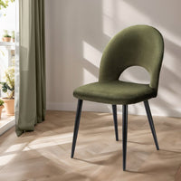 Green Velvet Hollow Back Dining Chairs Set of 2 | Plywood Frame | Greenora Living Australia
