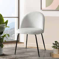 White Boucle Wingback Dining Chairs | Set of 2, 150kg & Steel Legs | Greenora Living Australia