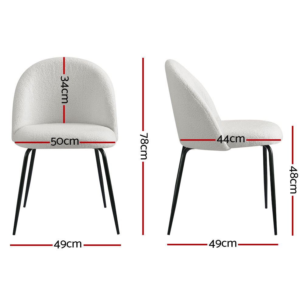 White Boucle Dining Chairs Set of 2 – Sherpa Wingback - Greenora Living