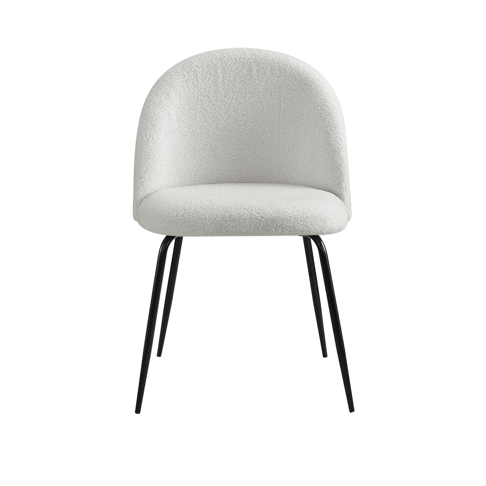 White Boucle Dining Chairs Set of 2 – Sherpa Wingback - Greenora Living
