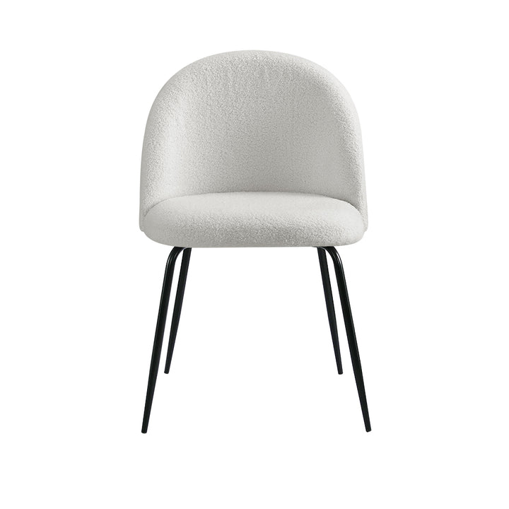 White Boucle Dining Chairs Set of 2 – Sherpa Wingback - Greenora Living