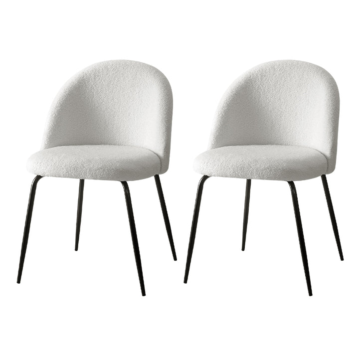 White Boucle Dining Chairs Set of 2 – Sherpa Wingback - Greenora Living