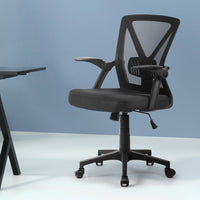 Mid-Back Mesh Office Chair | Black, Flip-Up Arms, Adjustable Lumbar Support & Tilt Swivel | Greenora Living Australia