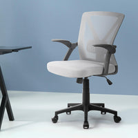 Mid-Back Mesh Office Chair | Adjustable Lumbar Support & Flip-Up Arms – Grey | Greenora Living Australia