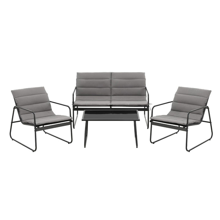 Black Textilene Outdoor Sofa Lounge Set – Glass Coffee Table – 4 Piece – product view 5