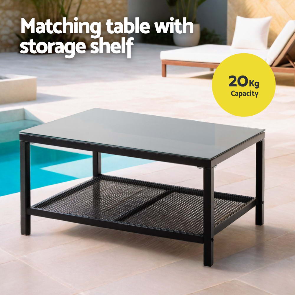 Alfresco Retreat 4-Piece Outdoor Lounge Set – PE Wicker & Tempered Glass Table - Greenora Living