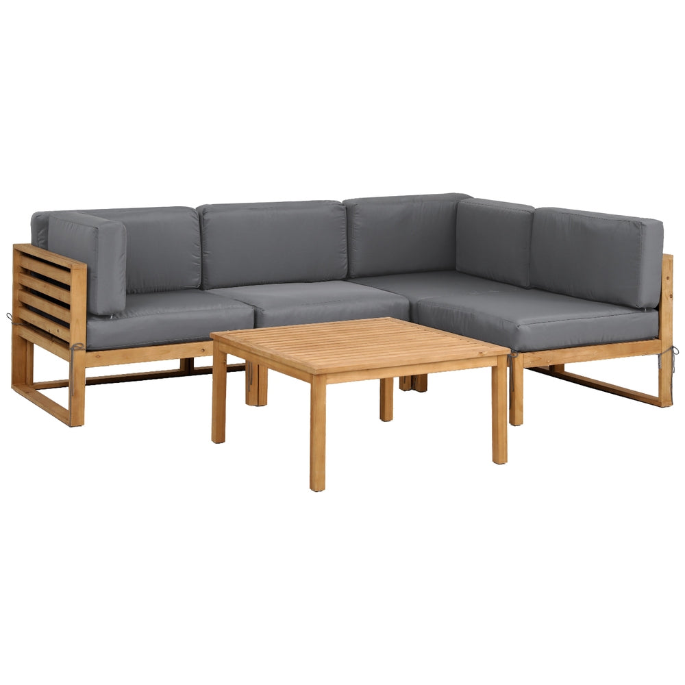 Coastal Haven 4-Seater Outdoor Sofa Set – Solid Wood Frame & UV-Resistant Cushions - Greenora Living