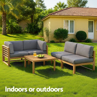 Coastal Haven 4-Seater Outdoor Sofa Set | Solid Wood Frame & 13cm HD Foam Cushions | Greenora Living Australia