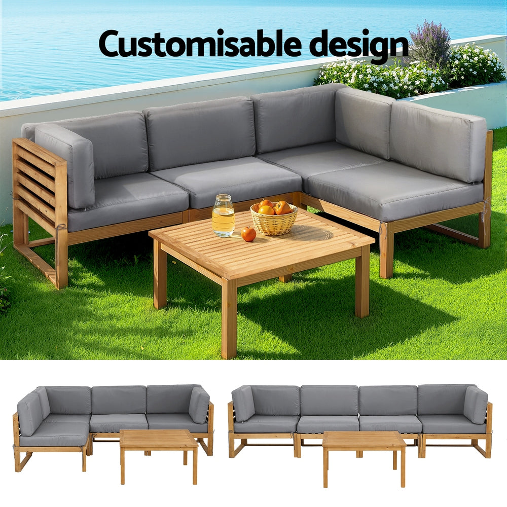 Coastal Haven 4-Seater Outdoor Sofa Set – Solid Wood Frame &amp; UV-Resistant Cushions - Greenora Living