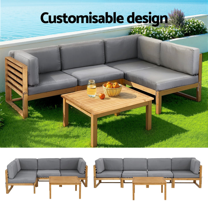 Coastal Haven 4-Seater Outdoor Sofa Set – Solid Wood Frame &amp; UV-Resistant Cushions - Greenora Living