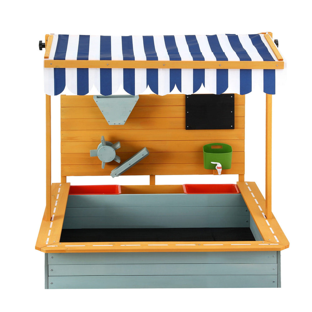 Kids Wooden Sandpit with UV Canopy & Accessories – 110cm Green - Greenora Living