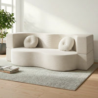 Corduroy Rest Convertible Sofa Bed (Beige) | Greenora Living Australia