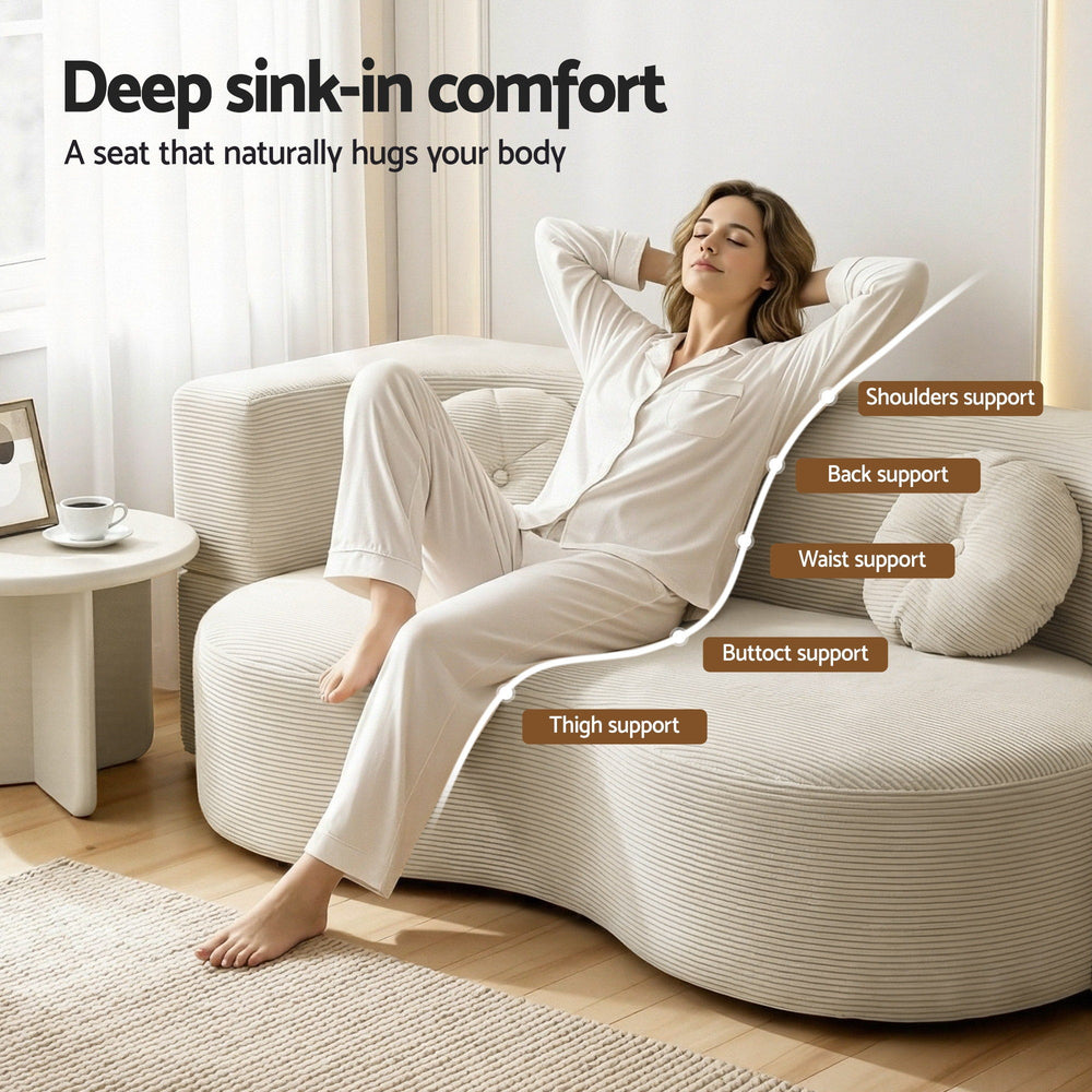 Corduroy Rest Convertible Sofa Bed (Beige) | Greenora Living Australia