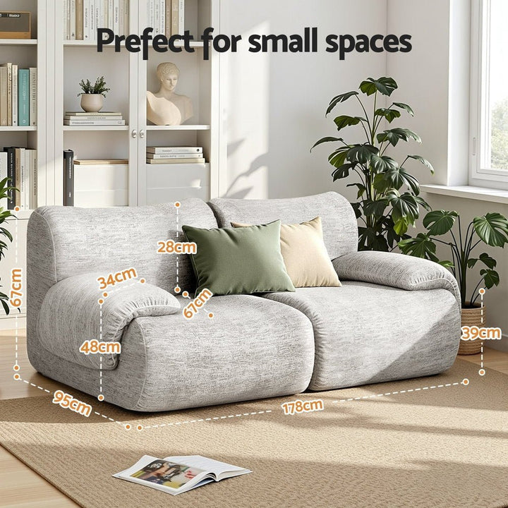 Dune 2 Seater Sofa – No Assembly, Light Grey – product view 4