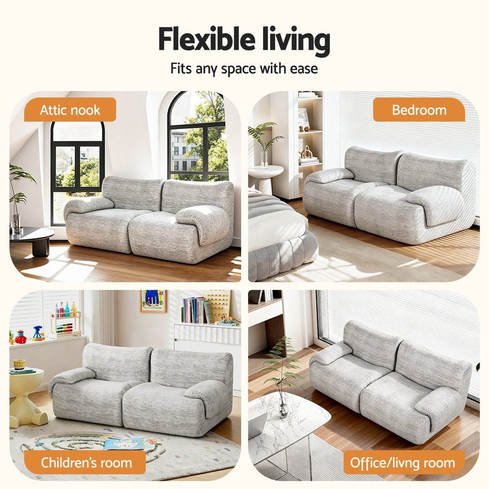 Dune 2 Seater Sofa – No Assembly, Light Grey – product view 5