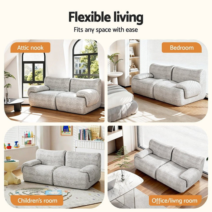 Dune 2 Seater Sofa – No Assembly, Light Grey – product view 5