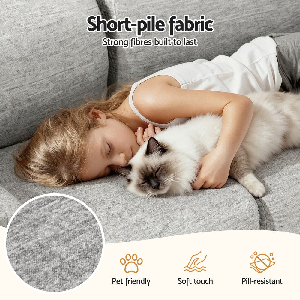 Dune 2 Seater Sofa – No Assembly, Light Grey – product view 7