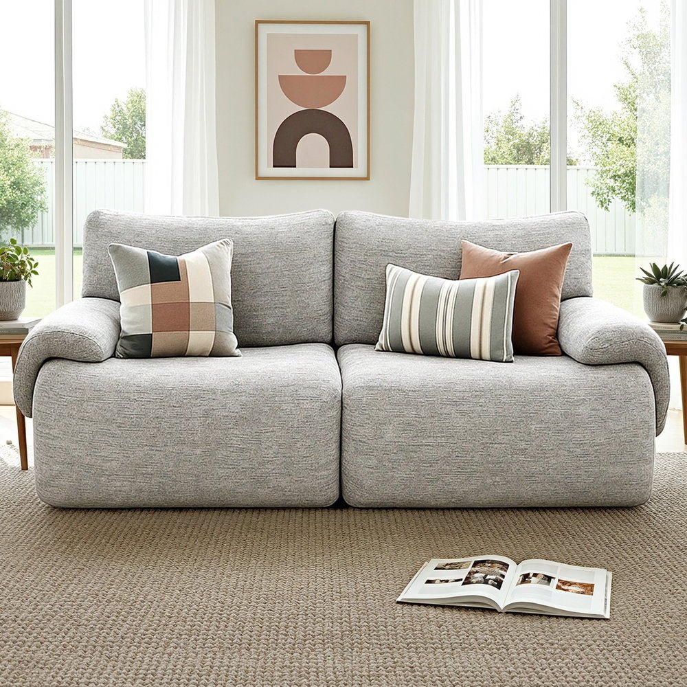 Dune 2 Seater Sofa – No Assembly, Light Grey – product view 2