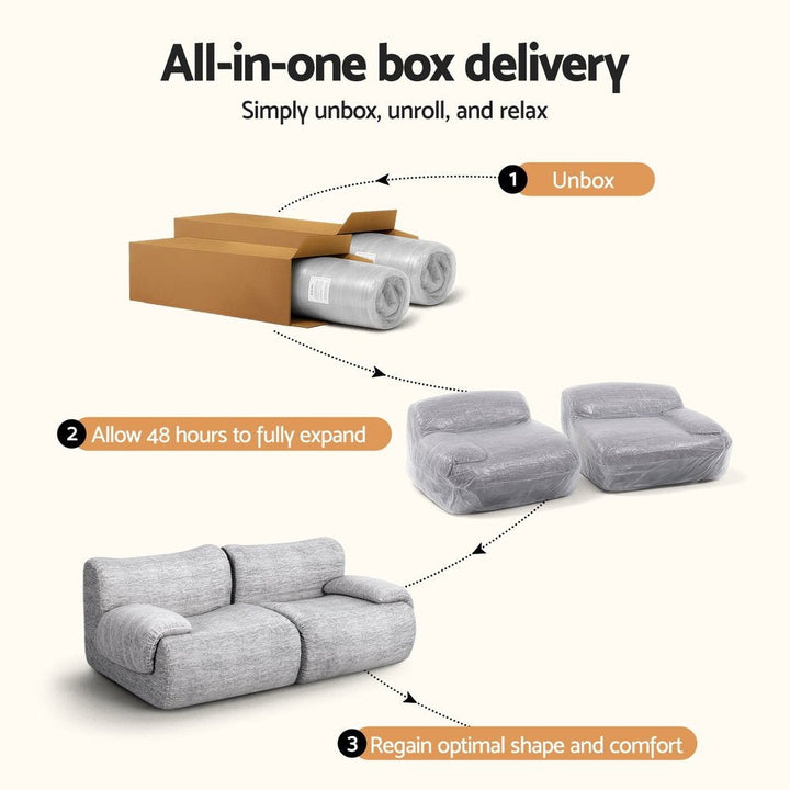 Dune 2 Seater Sofa – No Assembly, Light Grey – product view 10