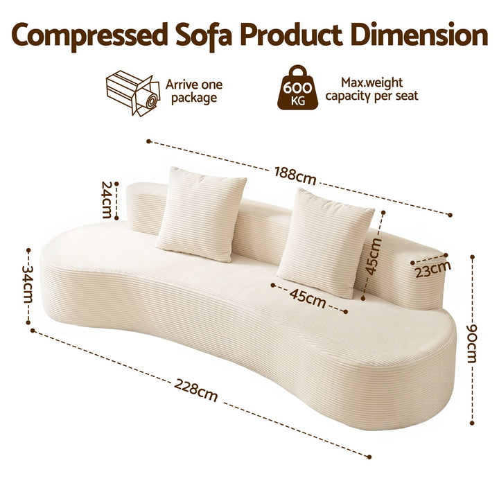 Cloud 228cm Modular Sofa Bed | 4-Seater, Boneless Corduroy, No Assembly Required | Greenora Living Australia