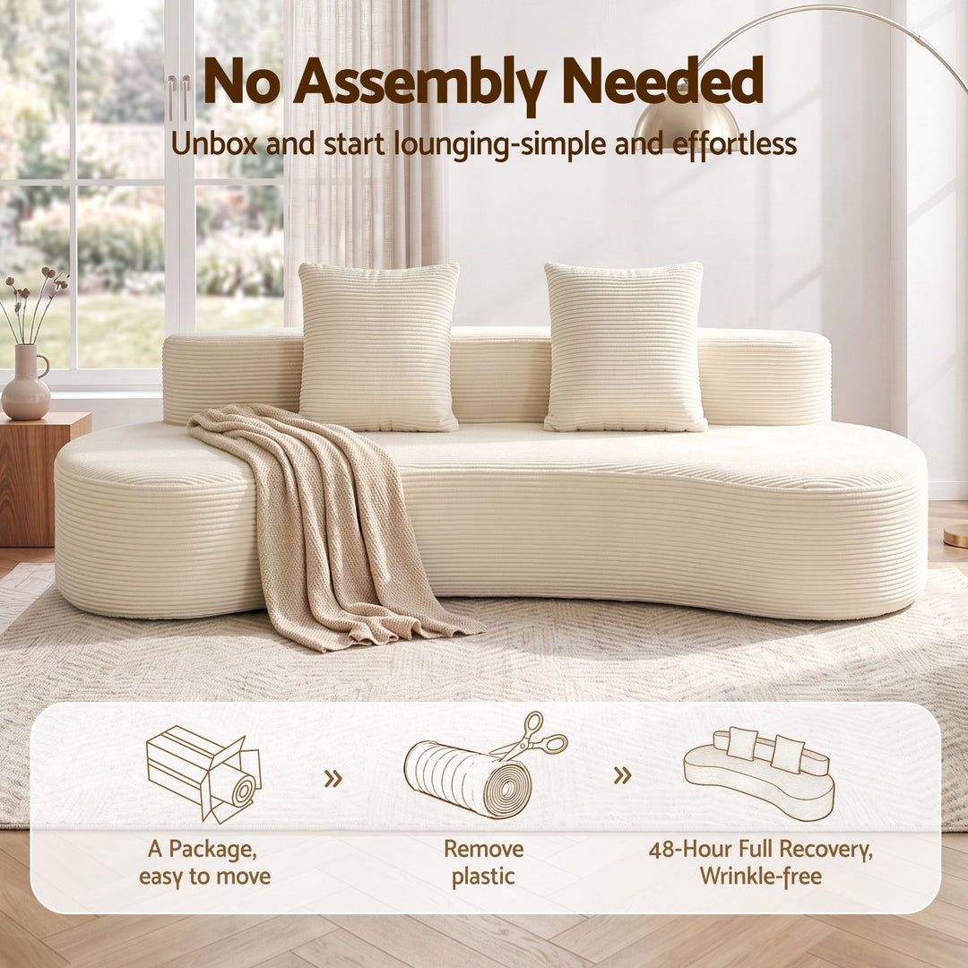 Cloud 228cm Modular Sofa Bed | 4-Seater, Boneless Corduroy, No Assembly Required | Greenora Living Australia