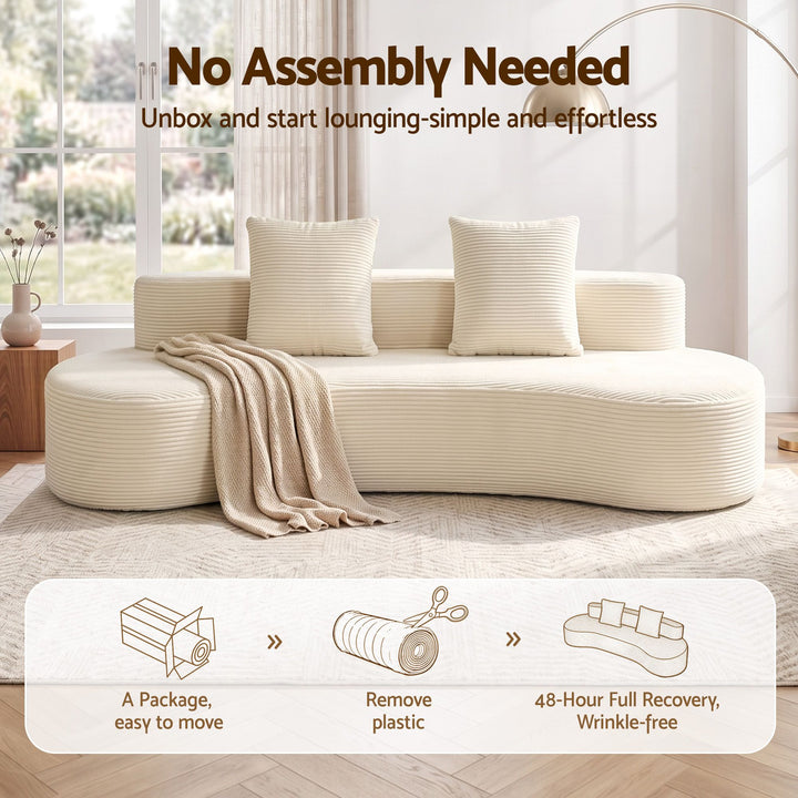 Cloud 228cm Modular Sofa Bed | 4-Seater, Boneless Corduroy, No Assembly Required | Greenora Living Australia